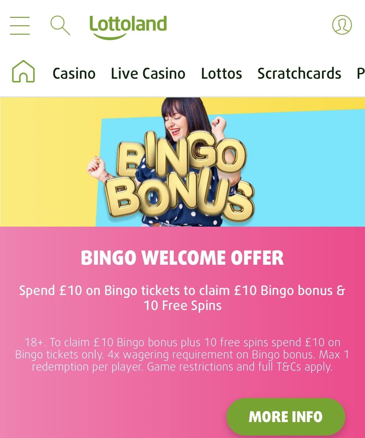 Lottoland bingo sign up offer