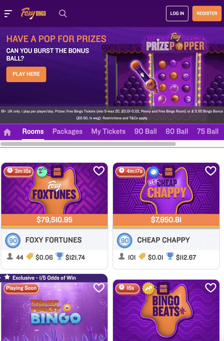 Foxy Bingo rooms and games
