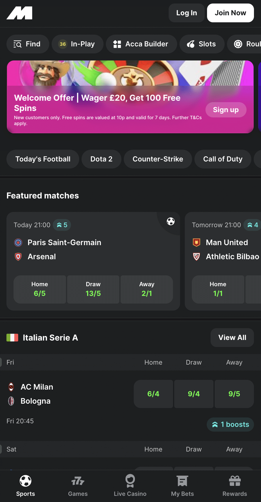 Midnite sports betting markets