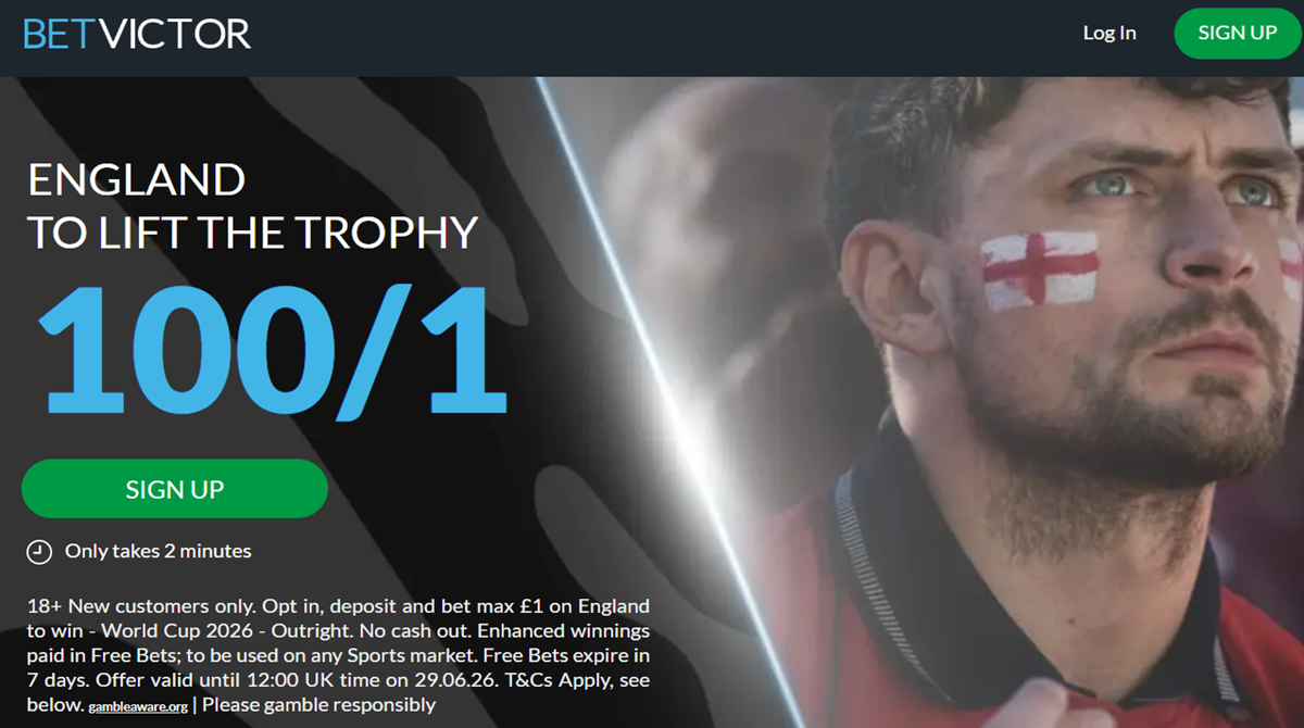 England World Cup odds: Last chance to get 100/1 with BetVictor